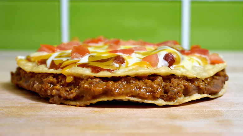 Close up of Taco Bell's Mexican Pizza