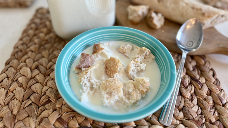 A warm bowl of Italian cereal or pane con latte