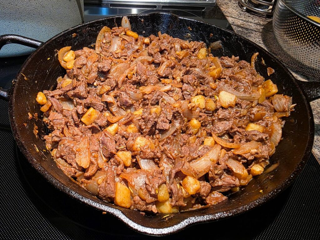 Meat and potatoes burritos for dinner.