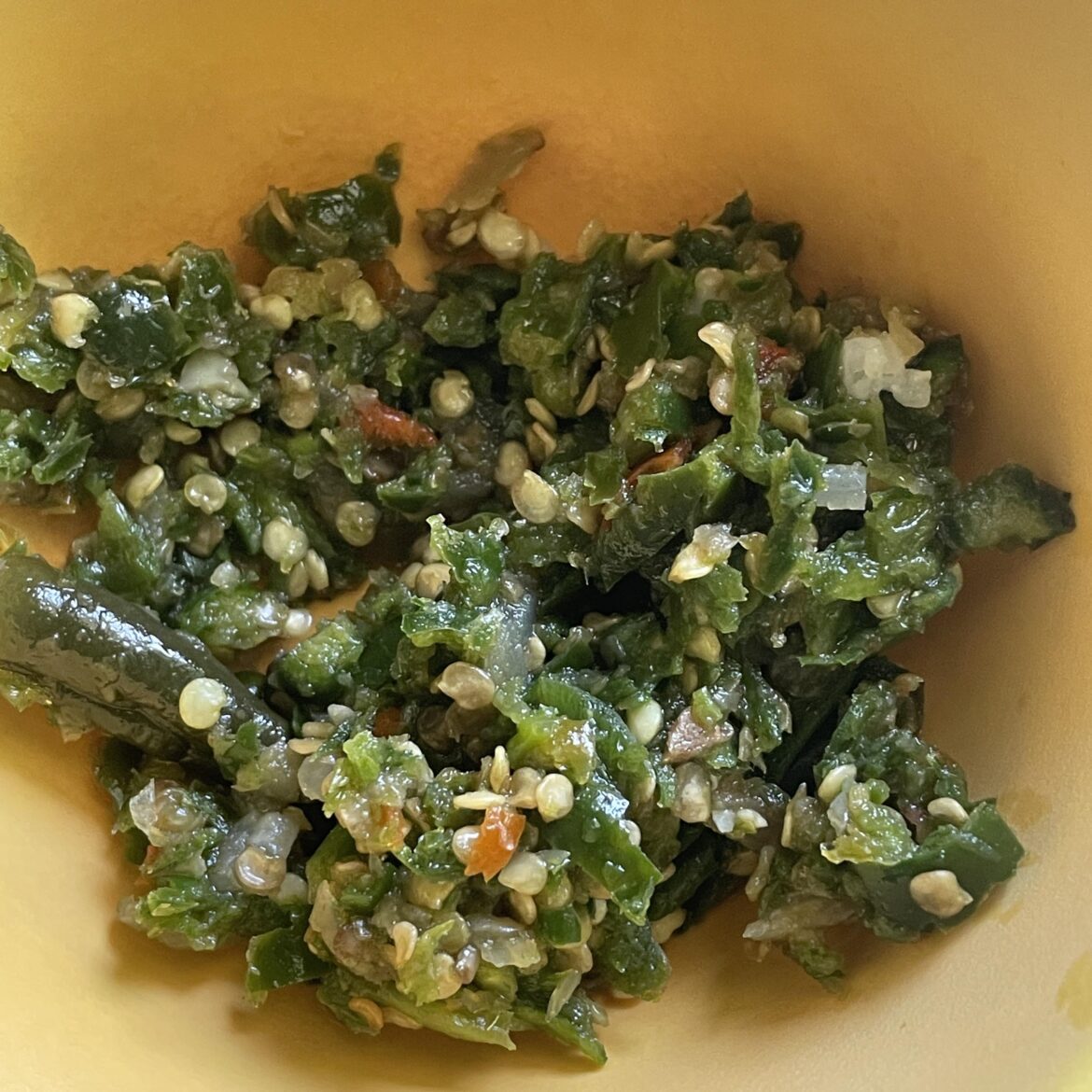 Sautéed green chili mash