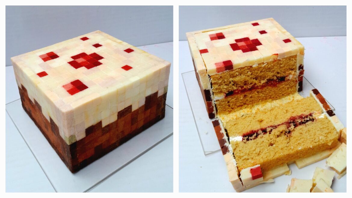 My take on the iconic Minecraft cake in real life