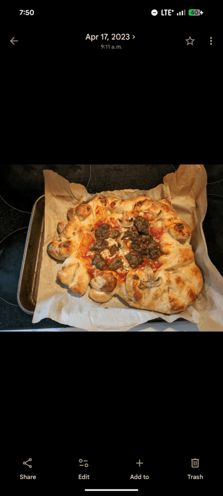 Braided crust meatball pizza