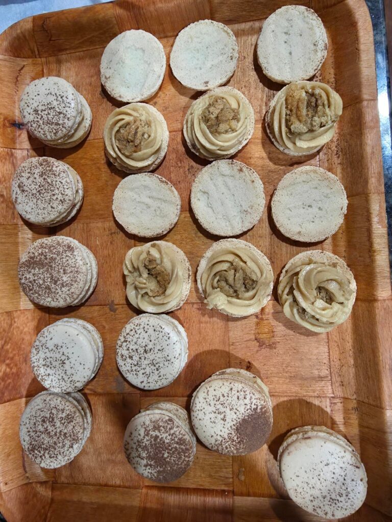 Tiramisu Macarons! + Cross section