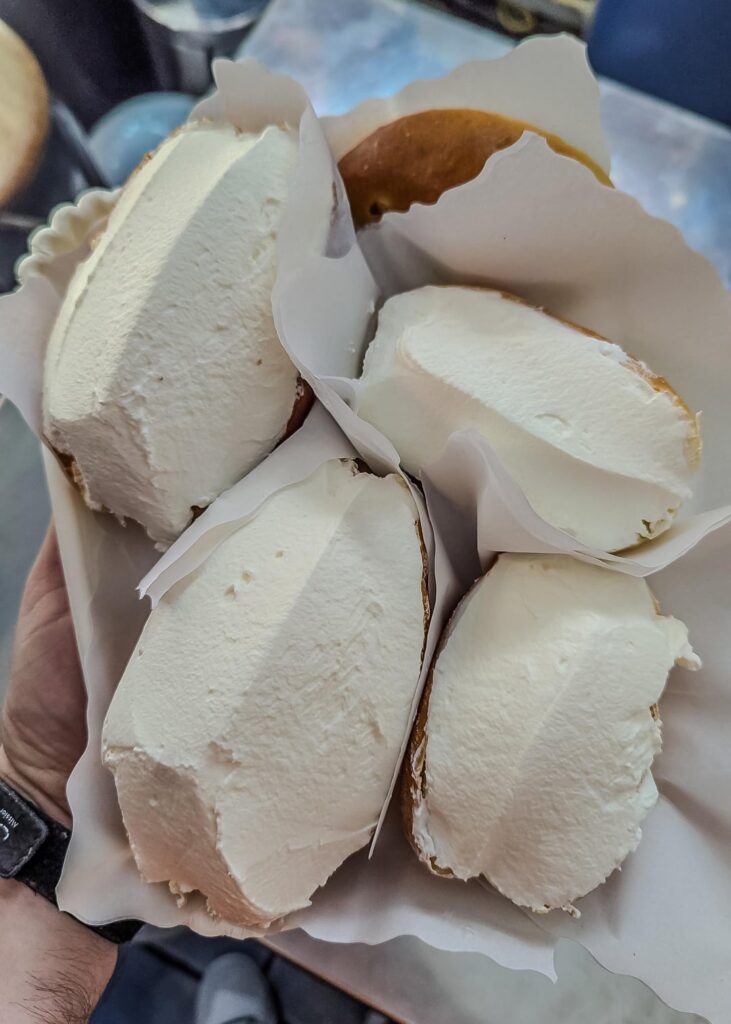 New day in Rome. Maritozzo (by Regoli, simply the best!), saltimbocca (veal with prosciutto and sage), and artichoke Roman style