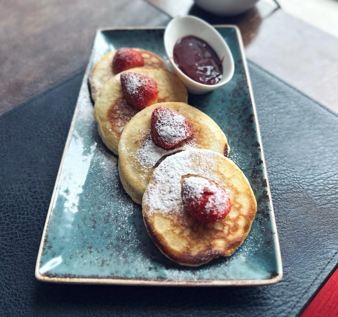 Pancakes with strawberry jam