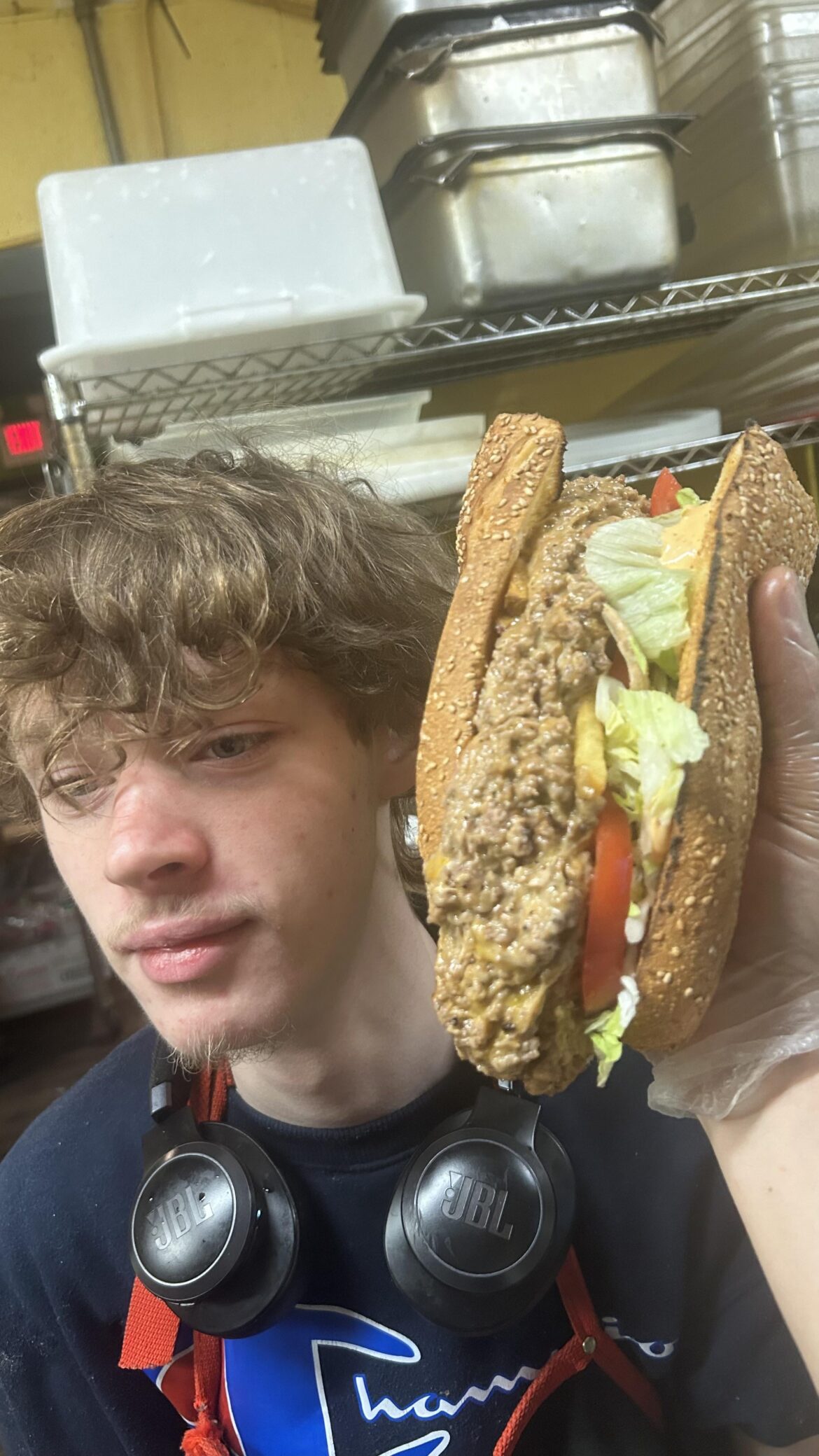 Sammie bigger than dishy’s head