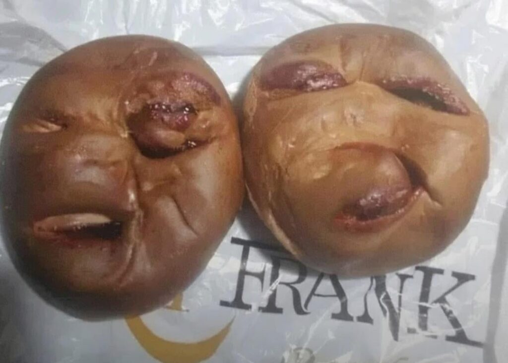 bought a coconut bread filled with strawberry jam