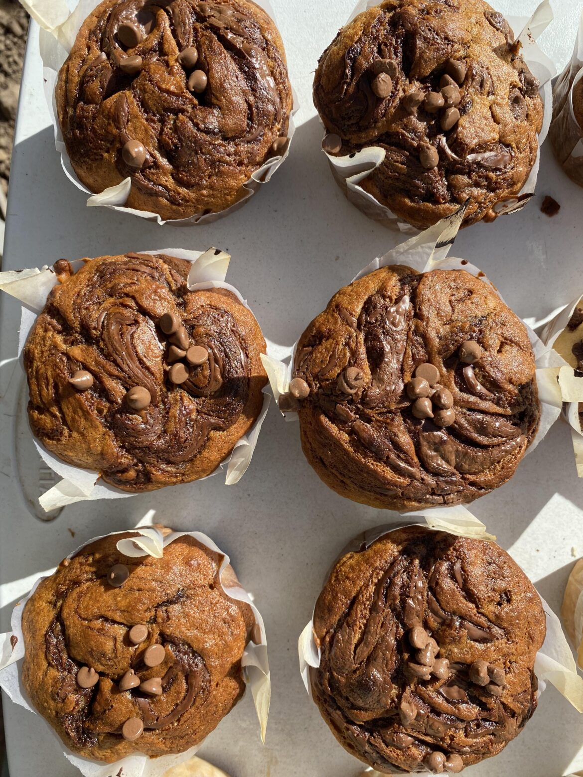 banana and Nutella muffins