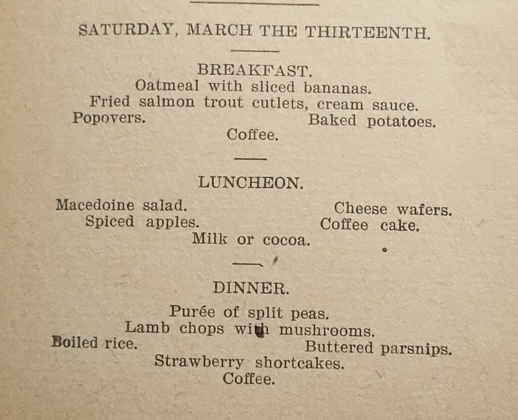 Menu March 13th 1896