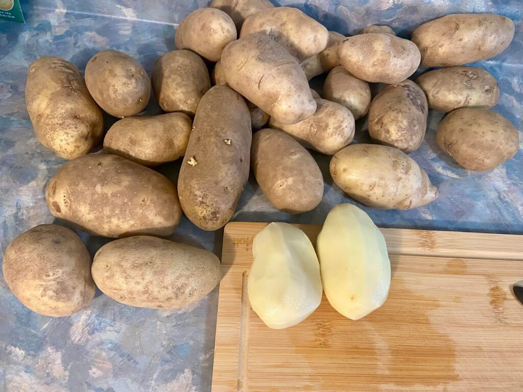 Too much potatoes, made potato wedges to freeze for later.