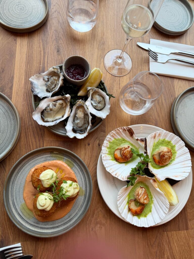 Birthday dinner • Oysters, scallops, and fish cakes Bath, England
