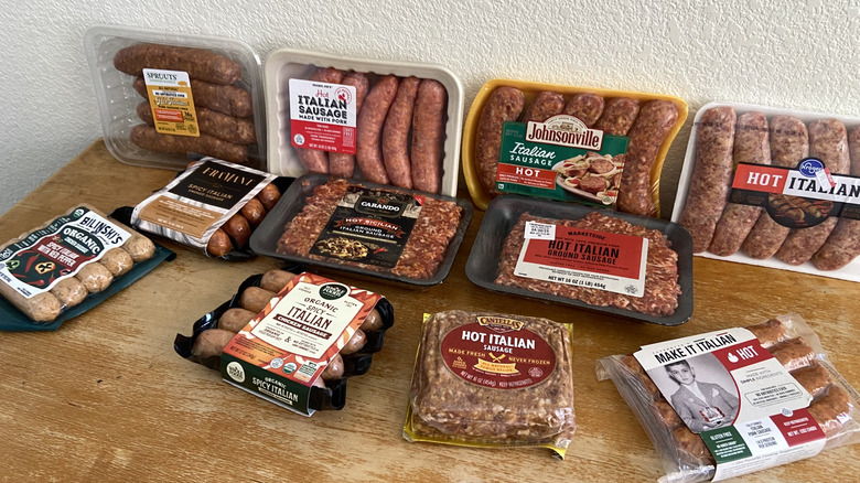 diagonal view of all sausages