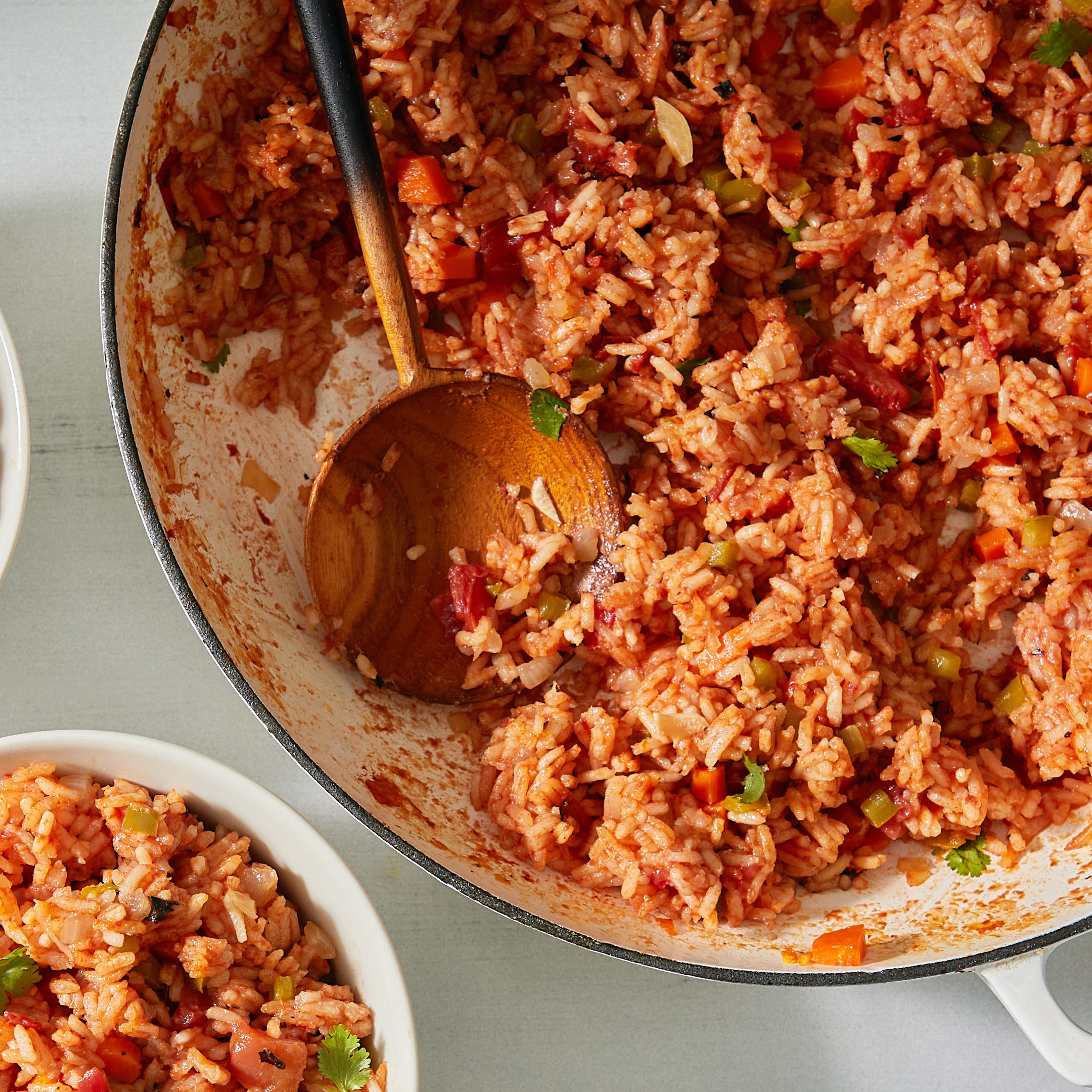 mexican rice with tomatoes, onion and fresh cilantro