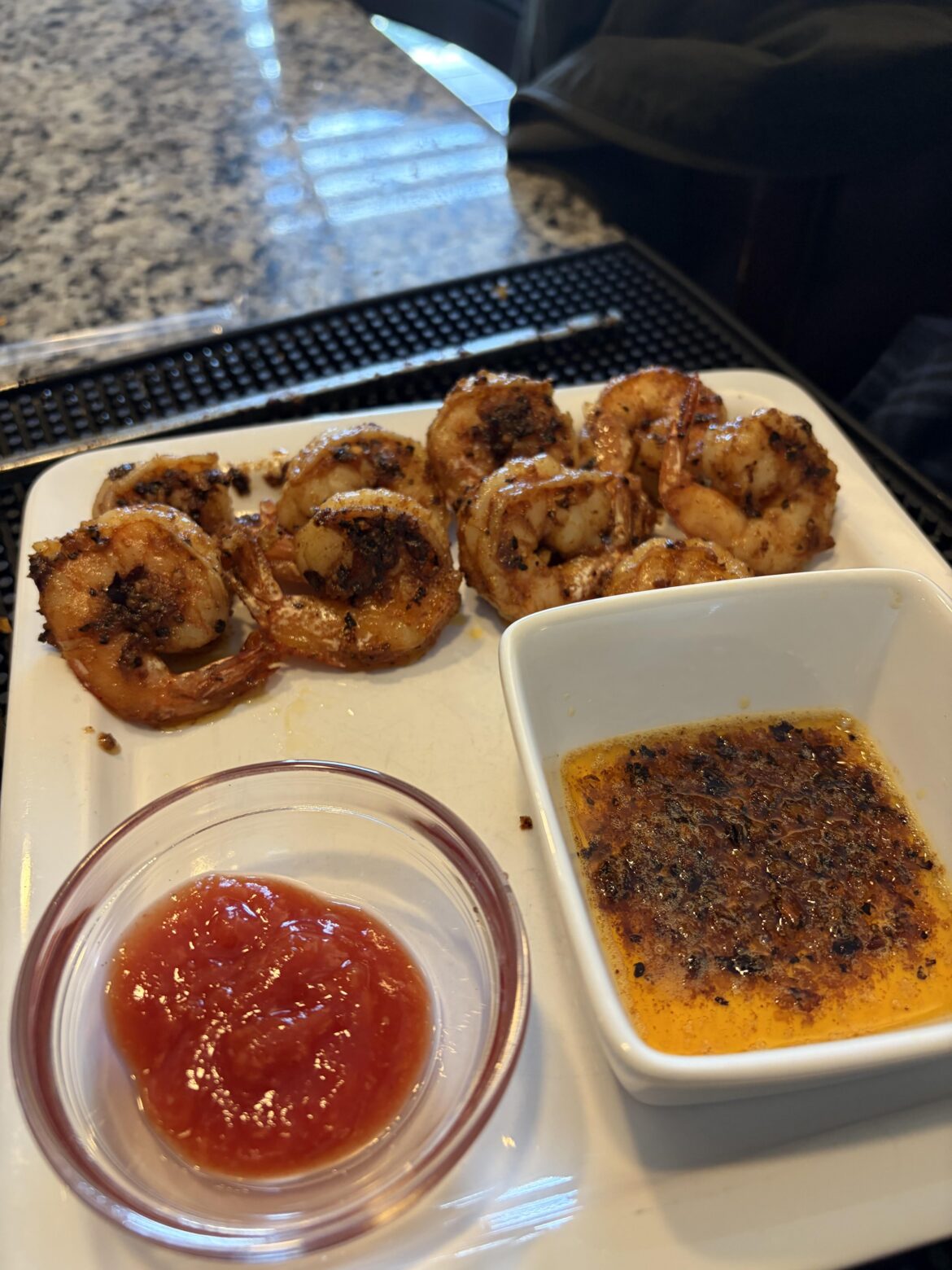 Lil pan seared shrimp lunch action.