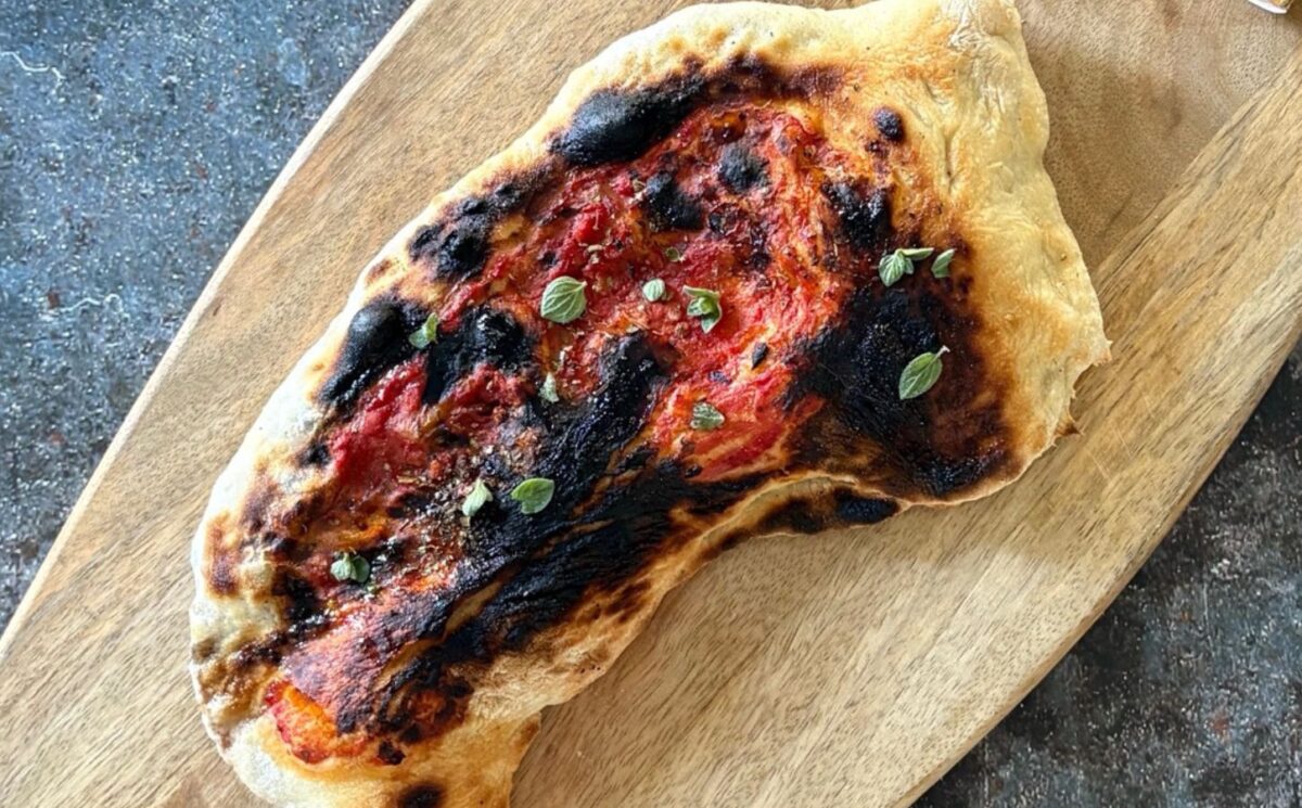 A vegan mushroom calzone made to a dairy-free recipe