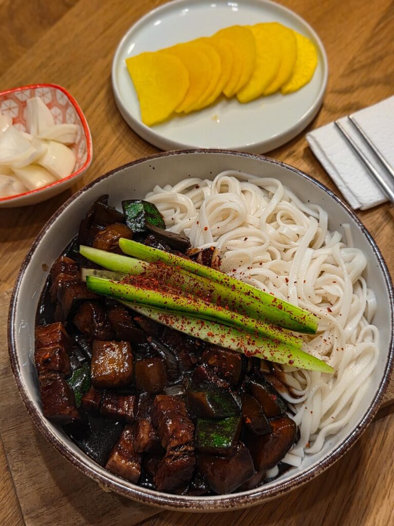 Jjajangmyeon (자장면). Yes with onions and yes with extra vinegar