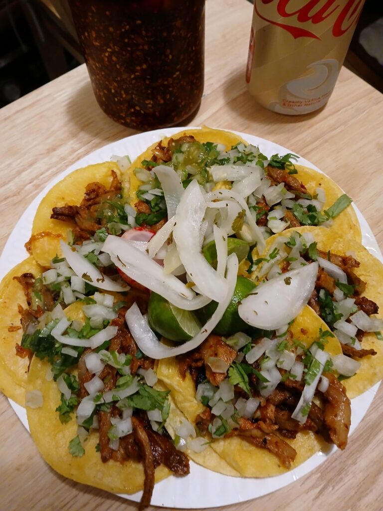 Street tacos with fresh salsa macha