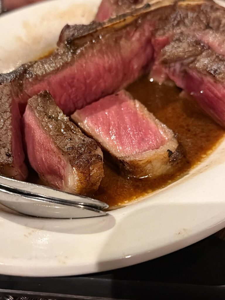 [i ate] porterhouse for 2 medium rare