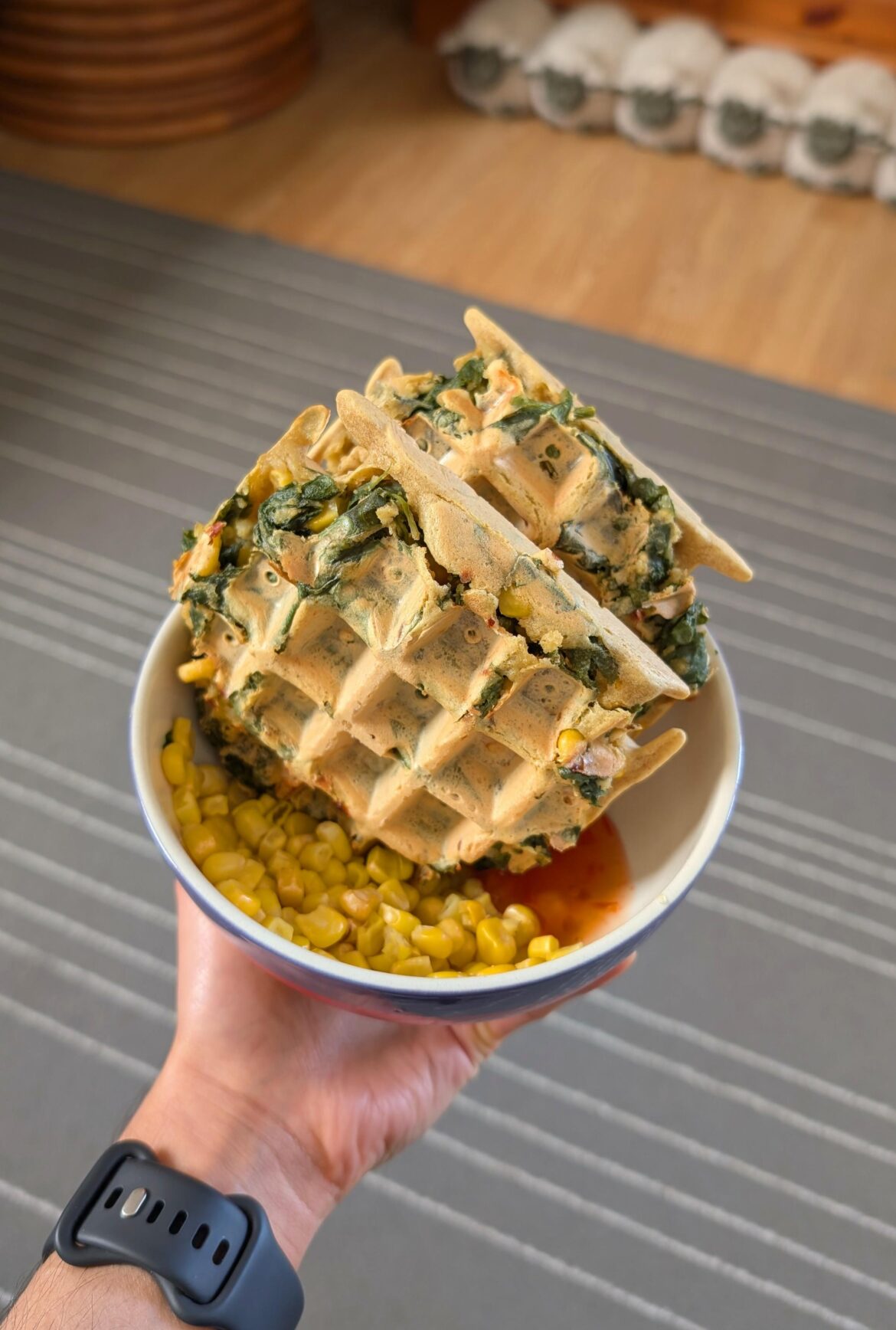 Chickpea flour waffles - 269 calories 15g protein