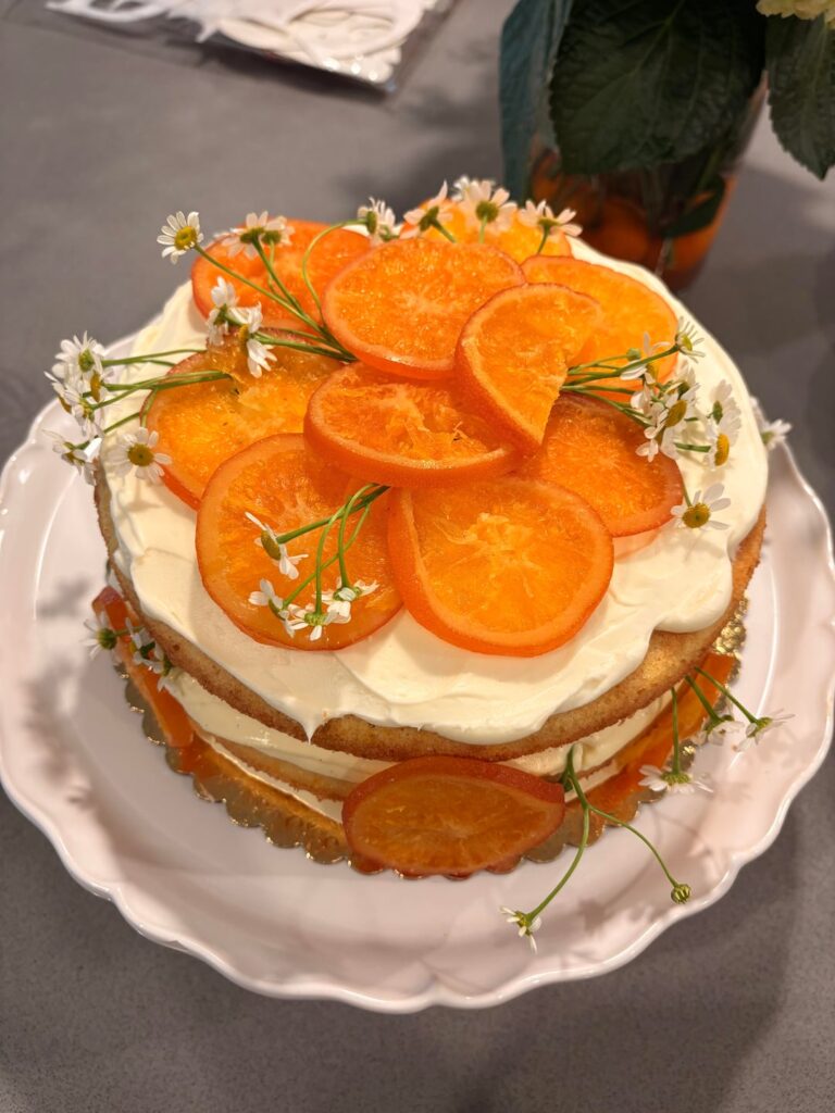 KA Orange & Cream Cake + cookies for baby shower