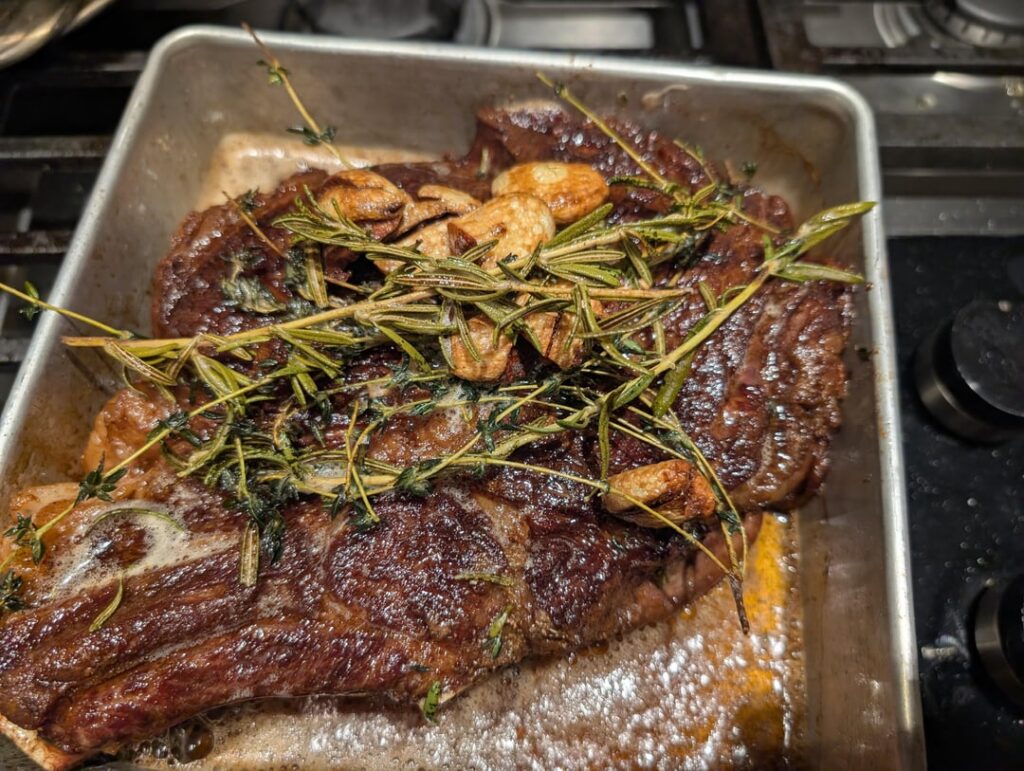 Cooked a nice steak for my dads birthday, been a while since I butter basted