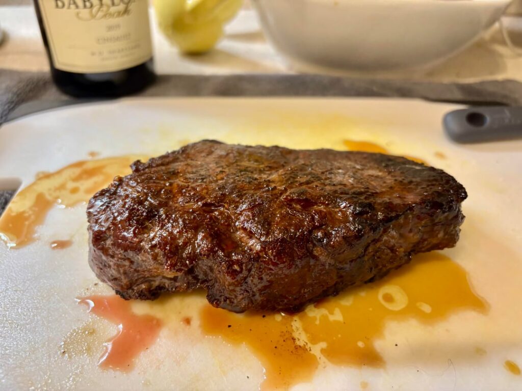 NY Strip on Sage Butter Penne with Carrots & Scallions