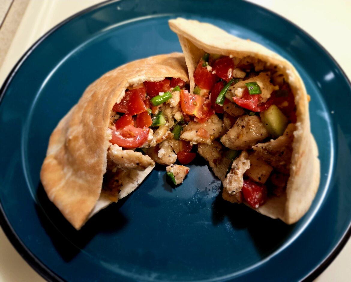 Chicken and Green Salad Pita Pockets with Feta