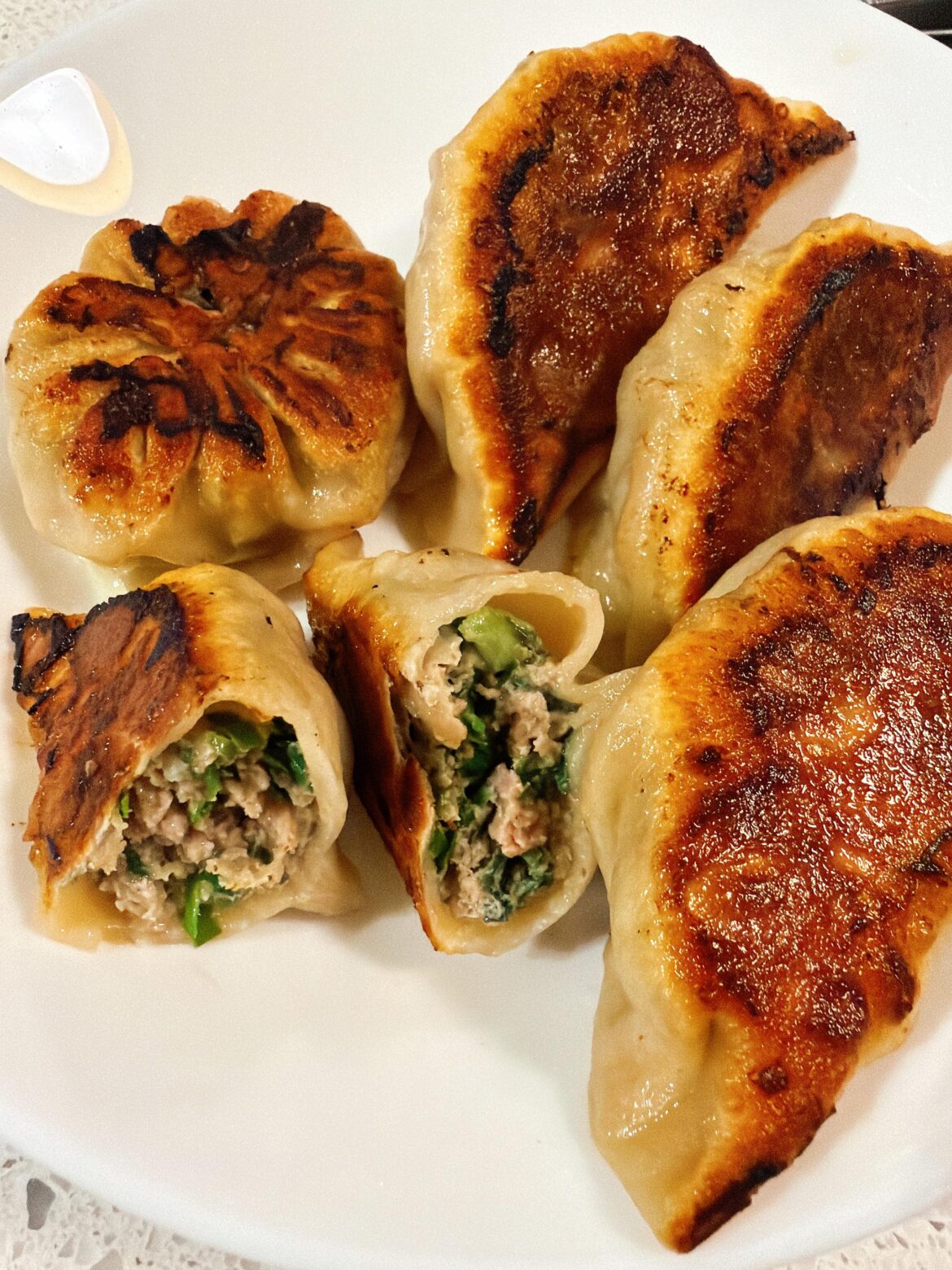 [homemade] pork and chive pot stickers with homemade wrappers