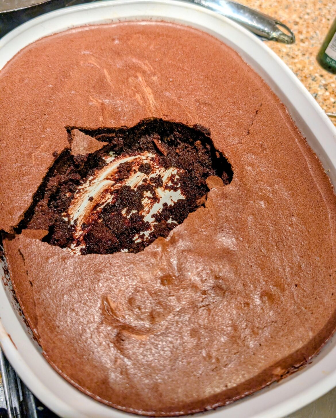 sometimes you just need to make Ina Garten's brownie pudding at 10 pm after the kids have gone to sleep