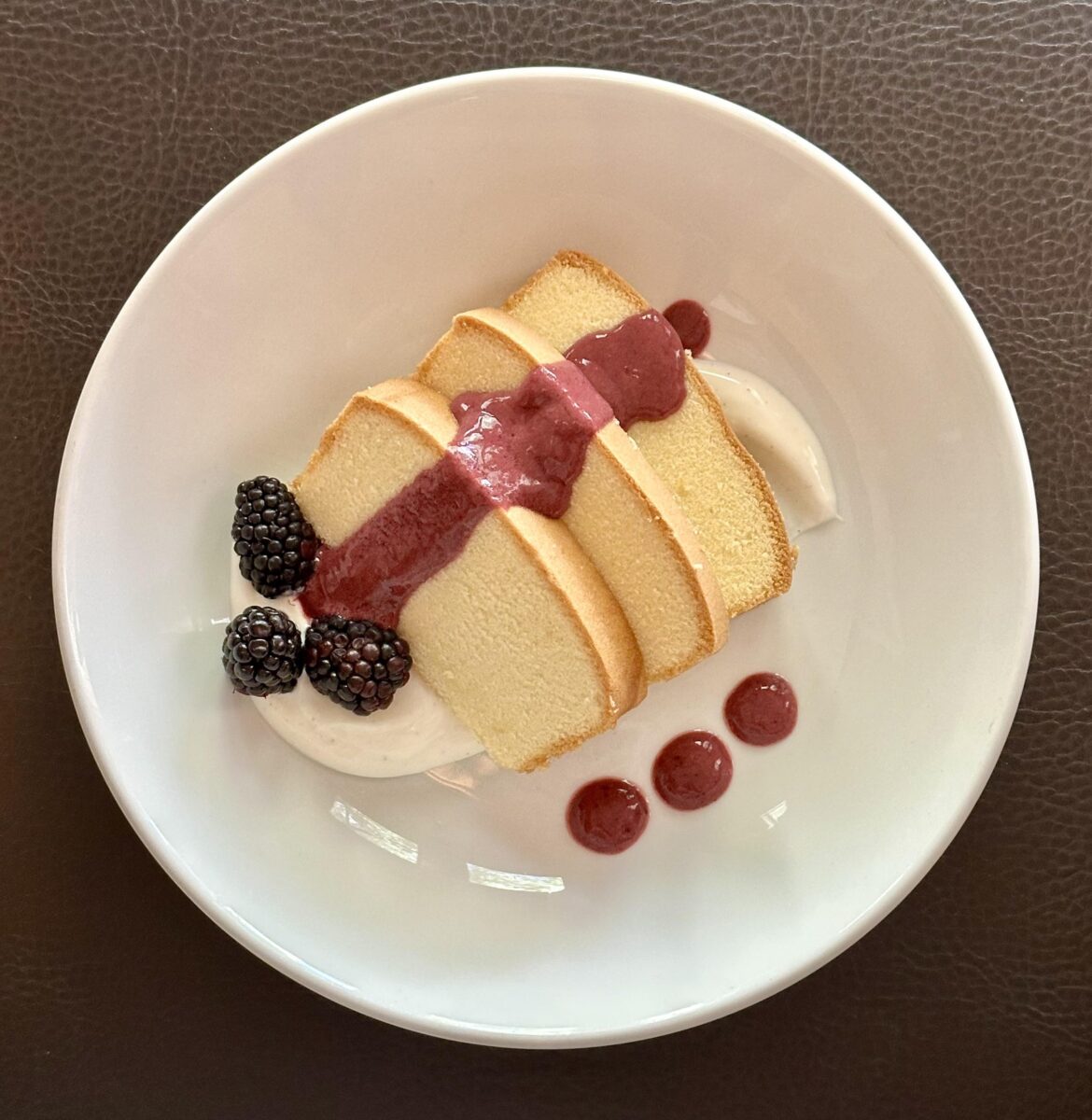 [homemade] Buttery Poundcake with Berry Puree and Vanilla Bean Yogurt
