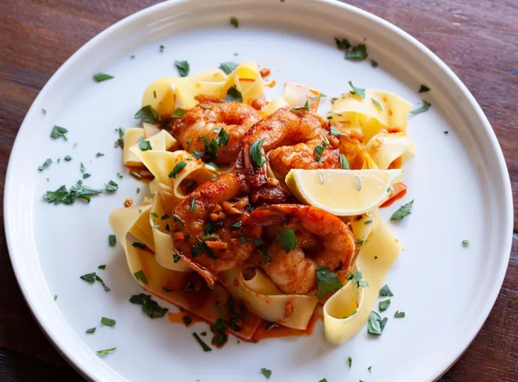 Pappardelle with Spanish Spiced Shrimps