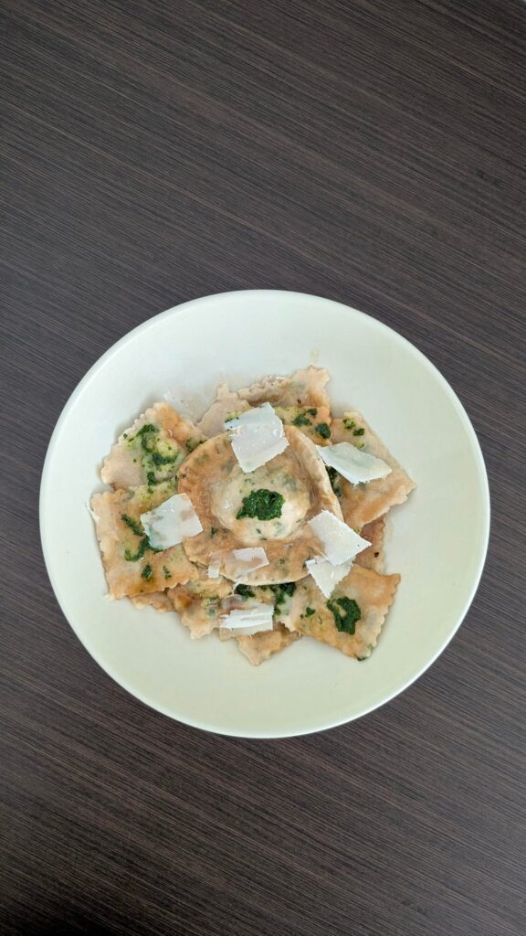 Spelt ravioli with Wild Garlic Pesto