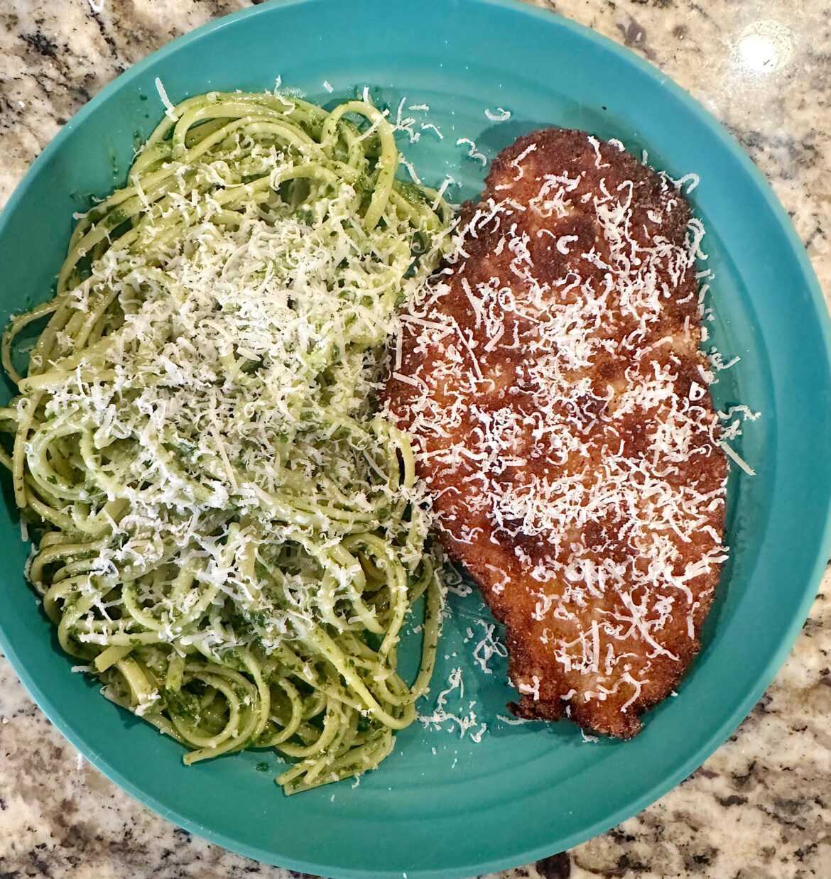 Pesto and a Chicken Cutlet