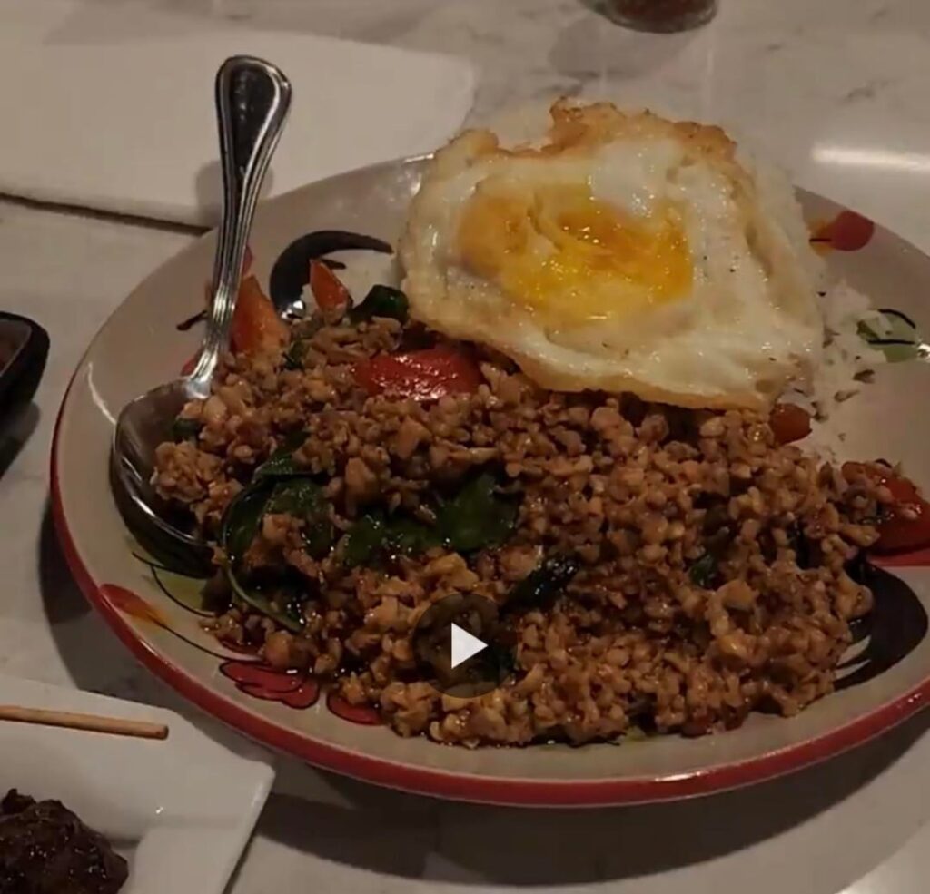 pad kra praow — cal estimate for just the chicken, no rice or egg? 700ish? thank you!