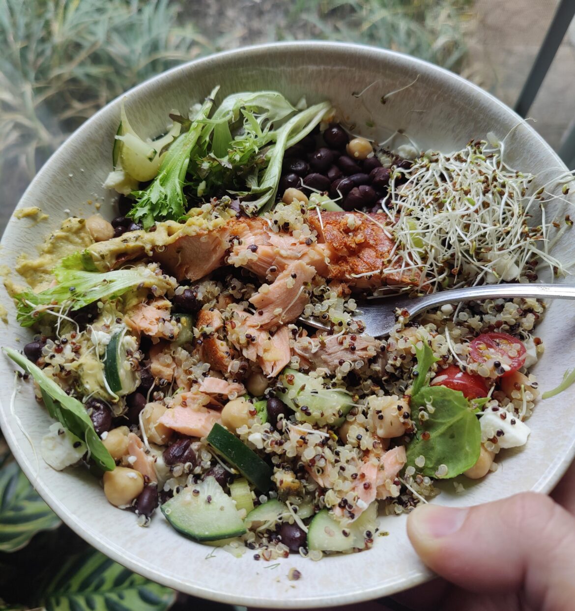Salmon quinoa bowl