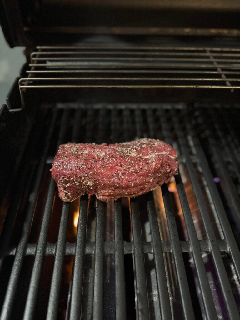 Beef loin in the gas grill