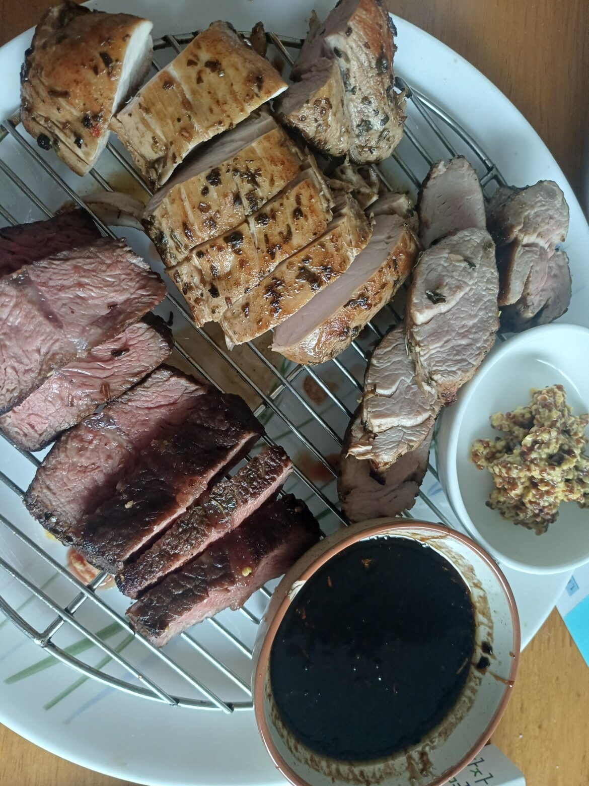 Beef flank steak and pork tenderloin