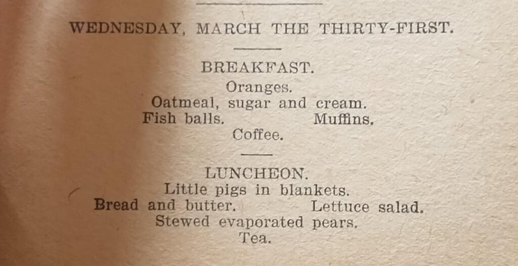Menu March 31st 1896