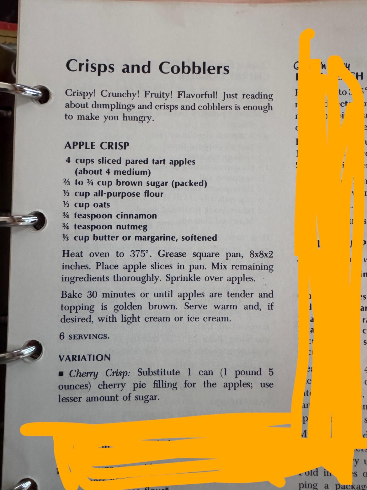 Betty Crocker 1969 Apple Crisp Recipe