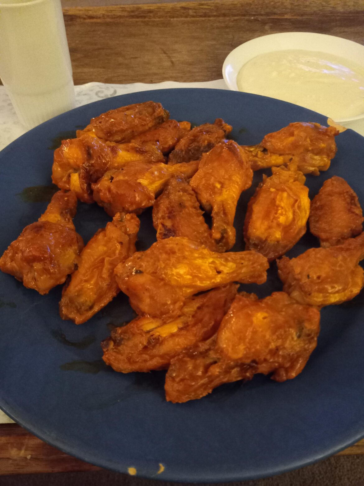 With Frank's Red Hot Sauce. Hopefully (another) victory wings today!! 🏒 🏒