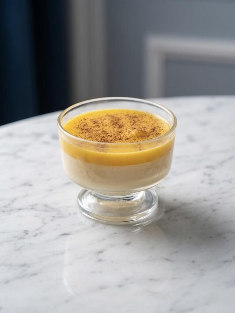 Homemade custard dessert with cinnamon (Cyprus)