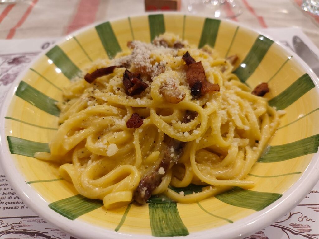 Carbonara and Trippa alla Romana, eaten in Rome