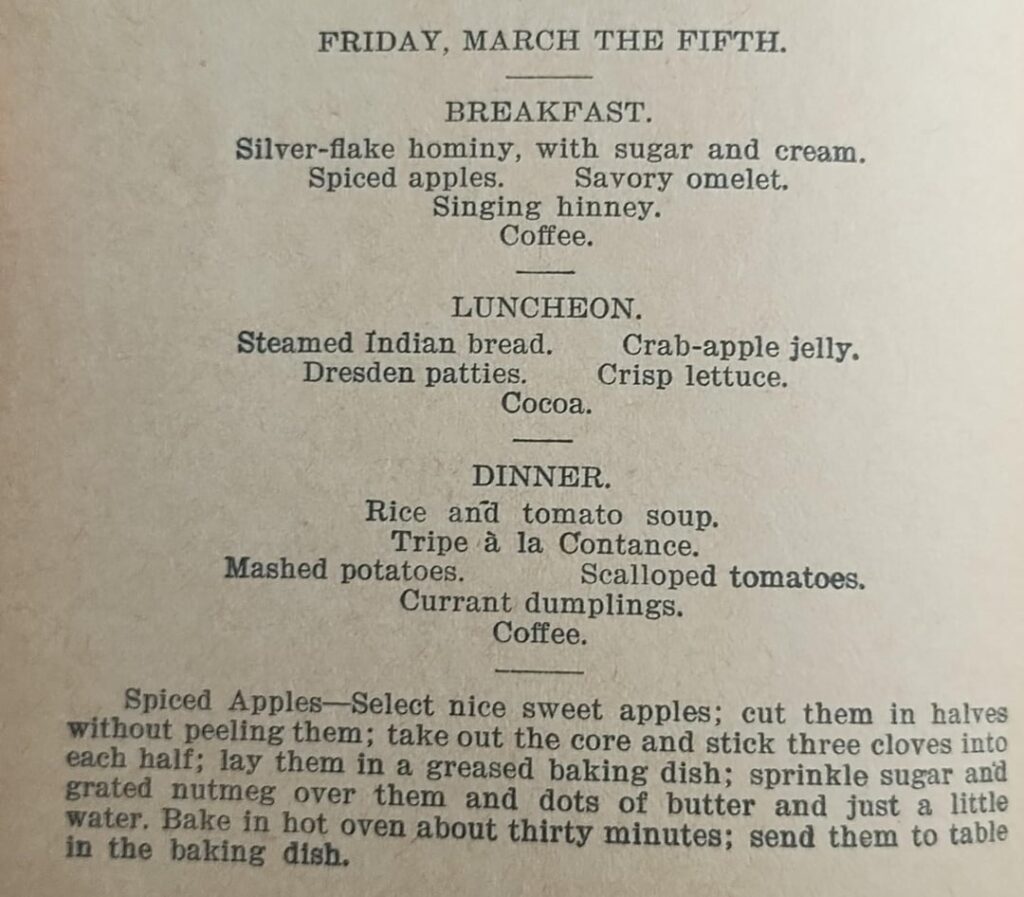 Menu March 5th 1896
