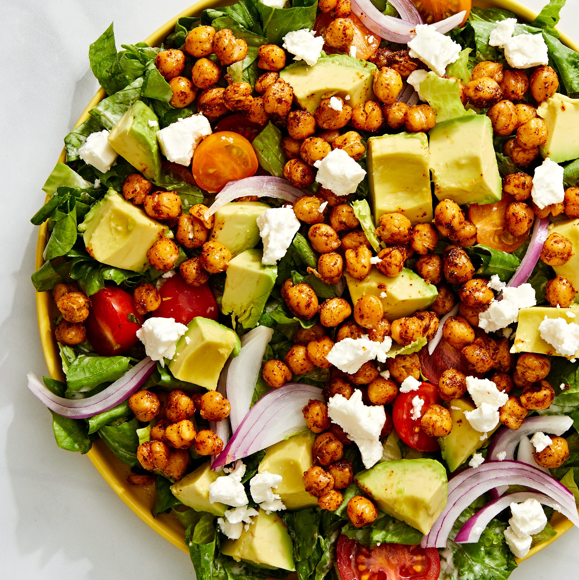 roasted chickpea and avocado salad