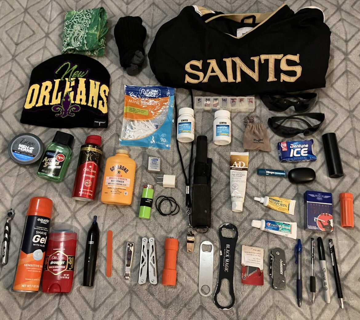 My loadout for an average French Quarter 9AM-2AM bartending double