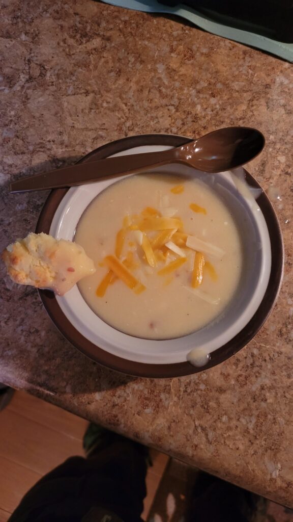 Po-ta-toes! Soup, that is. Original recipe slide 2, modifications in description.