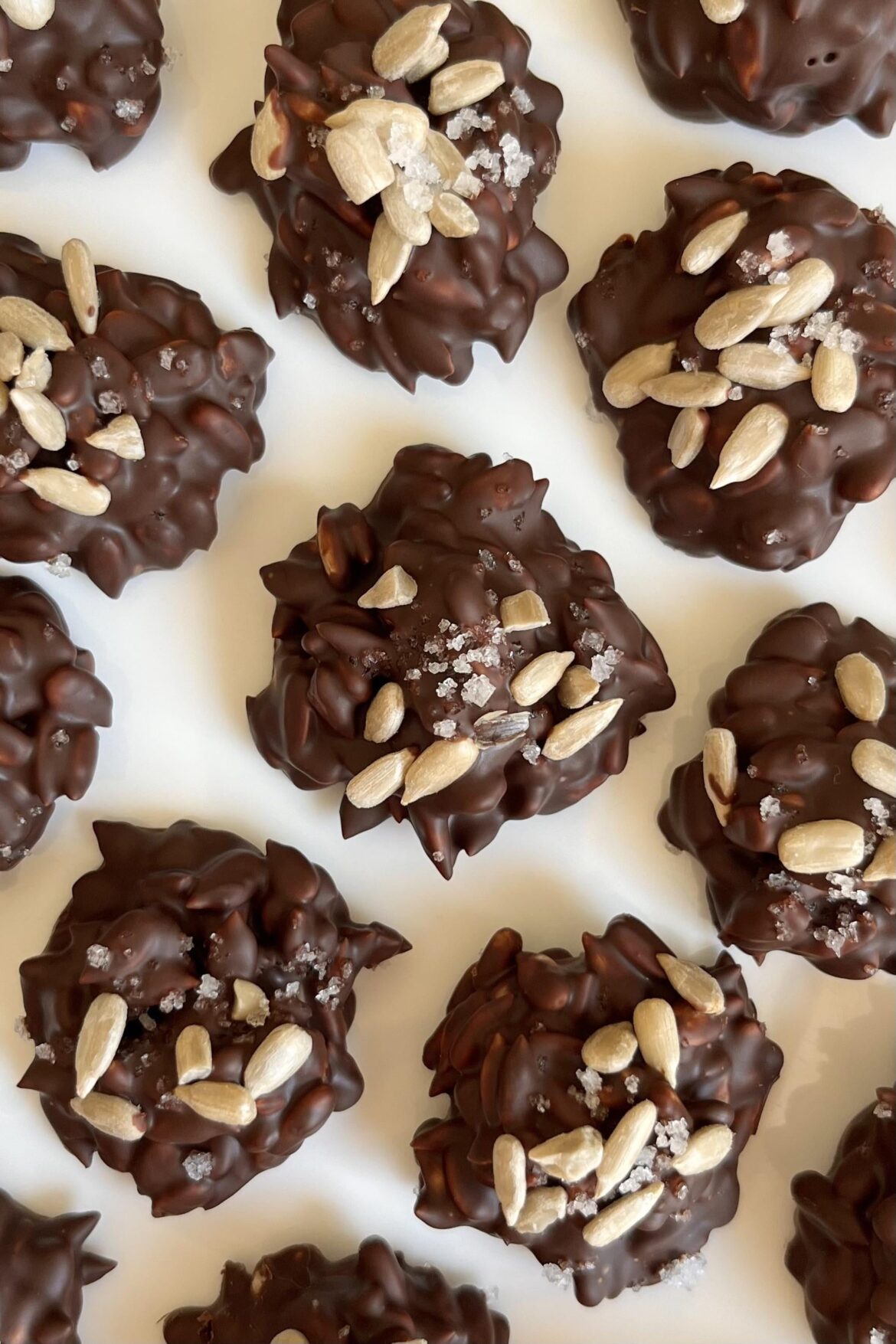 Easy chocolate sunflower seed clusters with sea salt