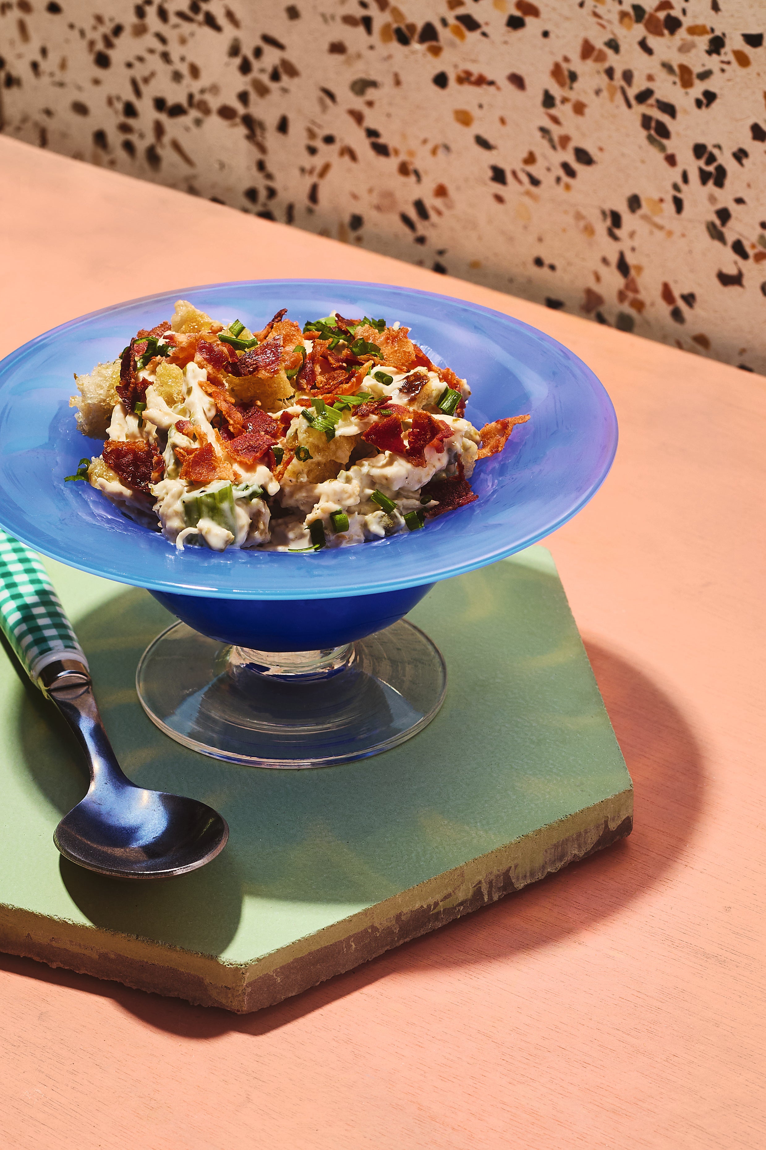 All the flavours of a Caesar salad – chicken, anchovy, garlic and bacon – turned into a scoopable dip