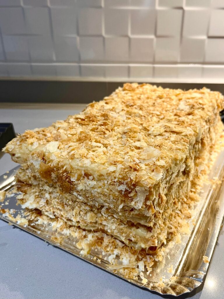 Vegan Napoleon cake with custard cream