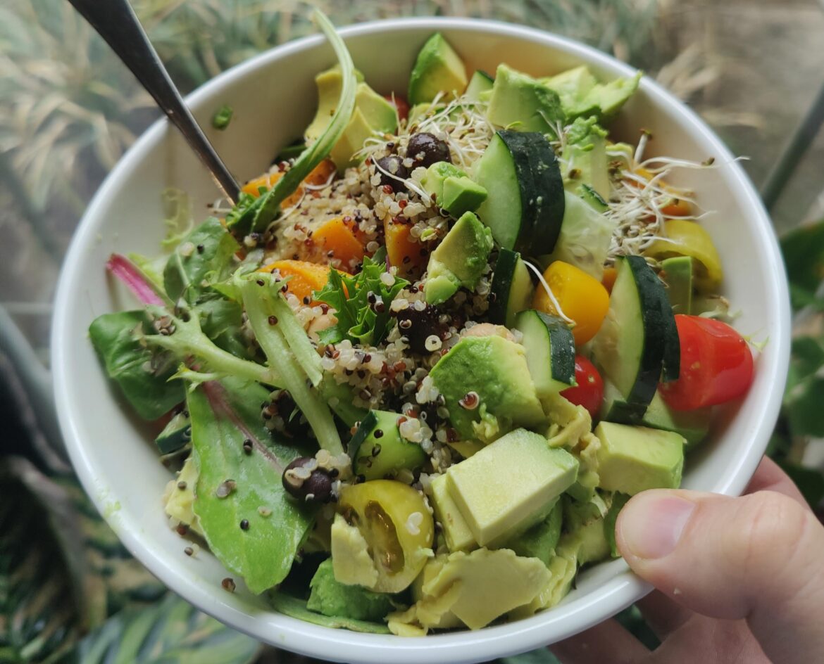 Butternut squash, avocado, quinoa bowl